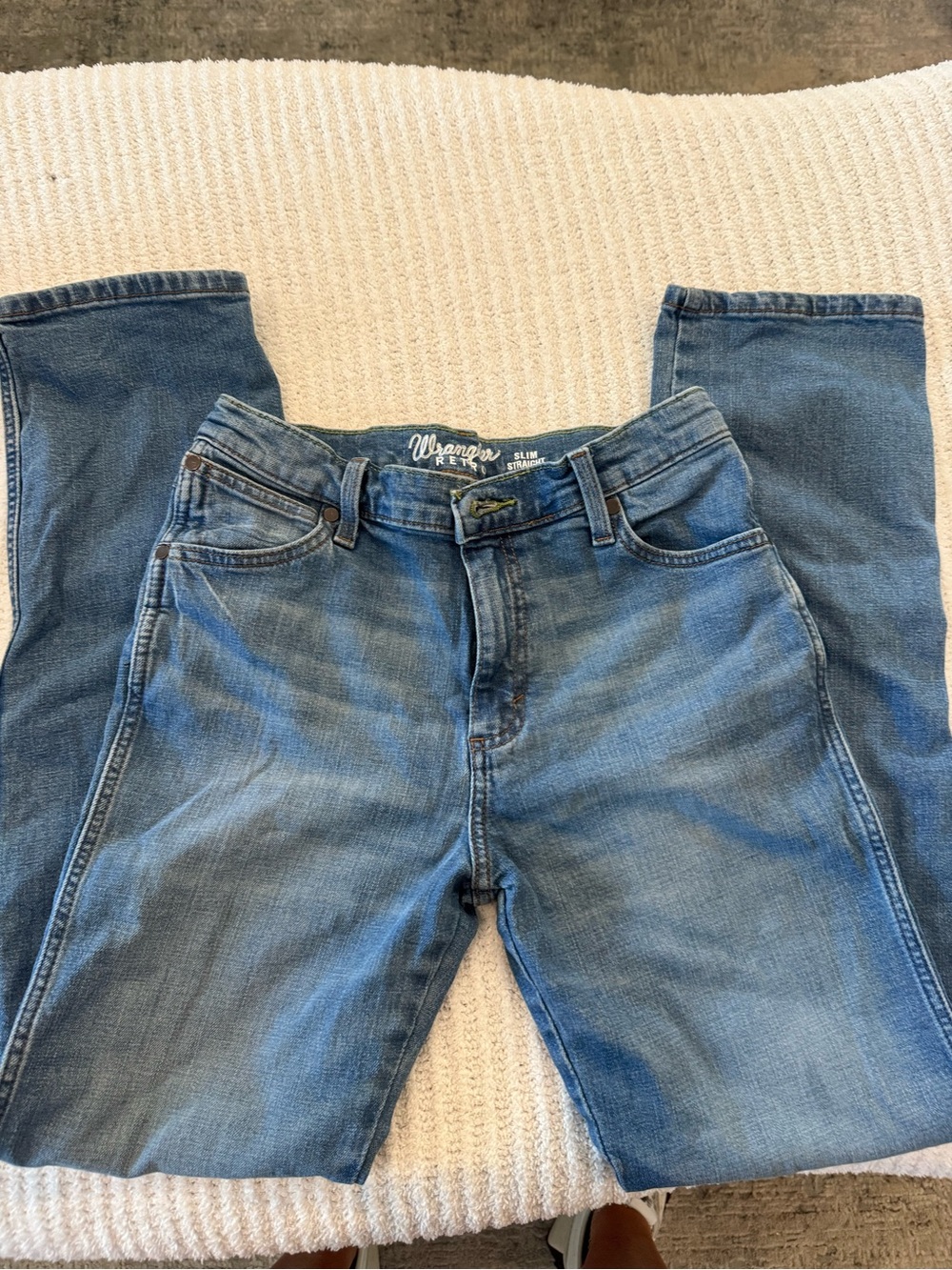 Wrangler size 16 Regular Slim Straight Jeans - Light Blue Denim